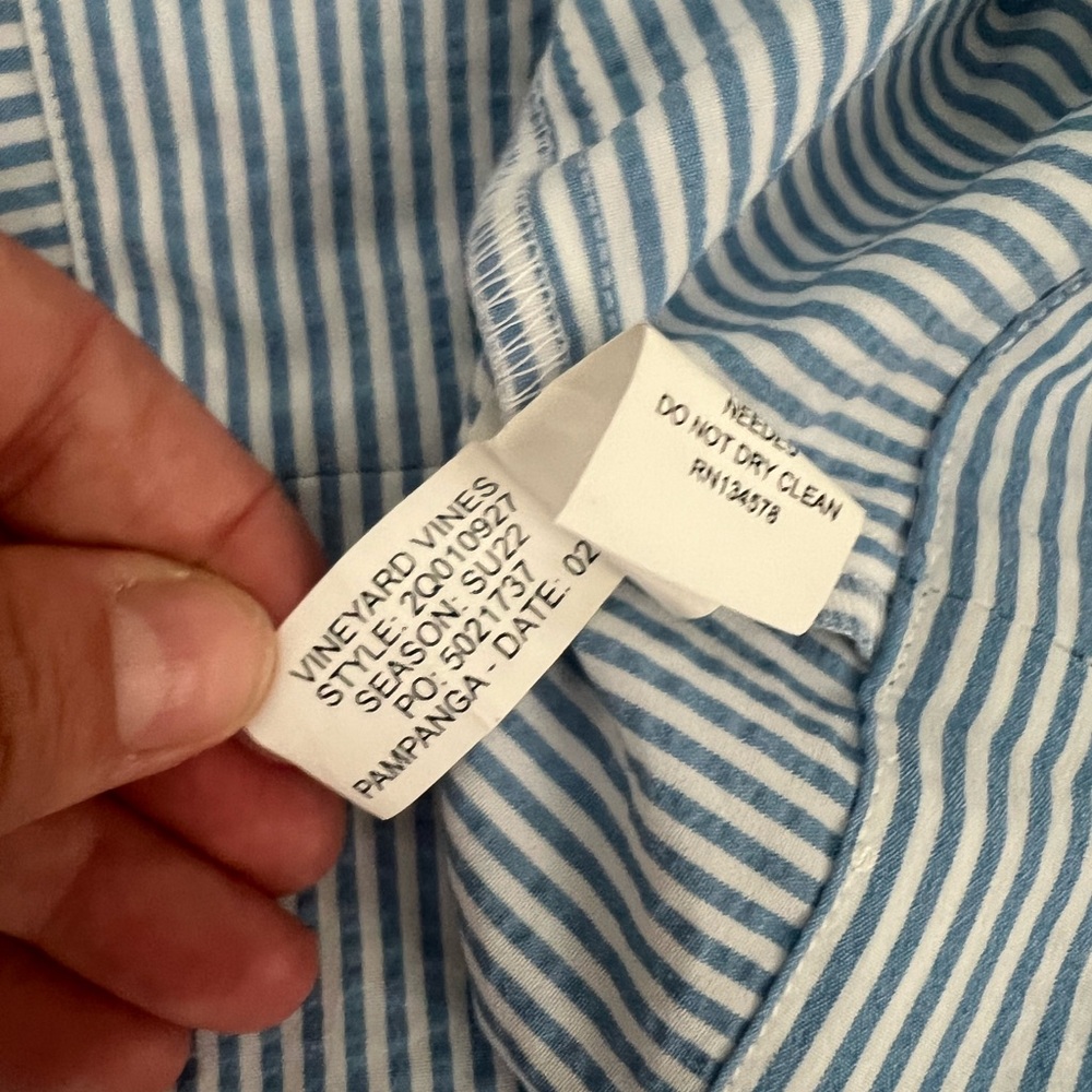Vineyard Vines dress performance ruffle sleeve shift blue and white stripes - Picture 10 of 12